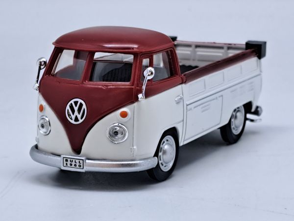 CAR13456 - VOLKSWAGEN Type 1 Bus Pick-up Bordeauxrood en Wit - 1