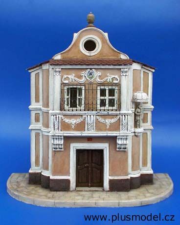PLS017 - Miniatuur gipsen huisgevel om te monteren en te schilderen afmetingen 22 x 5 cm accessoires meegeleverd - 1