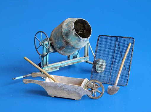 PLS361 - Betonmixer met miniatuuraccessoires om te monteren en te schilderen - 1