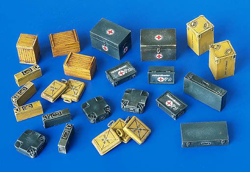 PLS4023 - Miniatuur Duitse munitie en medische kratten voor overschilderbare diorama-emblemen voorzien - 1