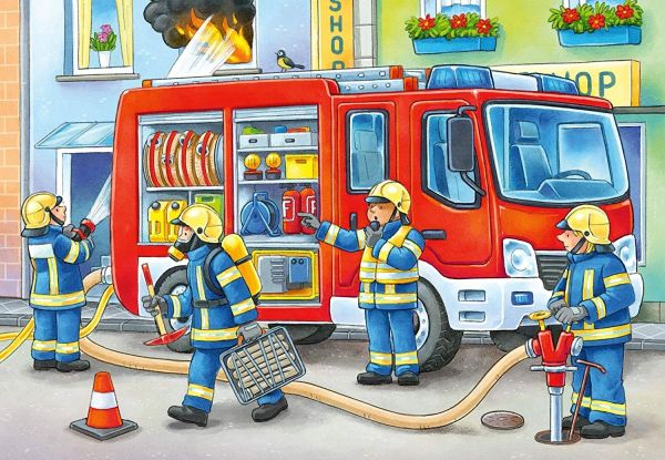 RAV056132 - Puzzel - 12 stukjes - Brandweerlieden - 19 x 19 cm - 1