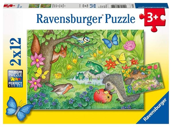 RAV076109 - 2 puzzels - 12 stukjes - Dieren in de tuin - 1