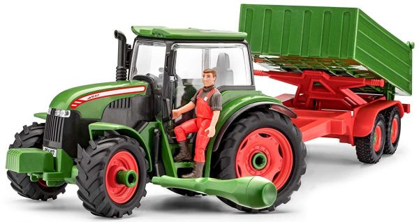 REV00817 - Speelgoedtractor + 67-delige demontabele aanhanger met gereedschap en figuur inbegrepen - 1
