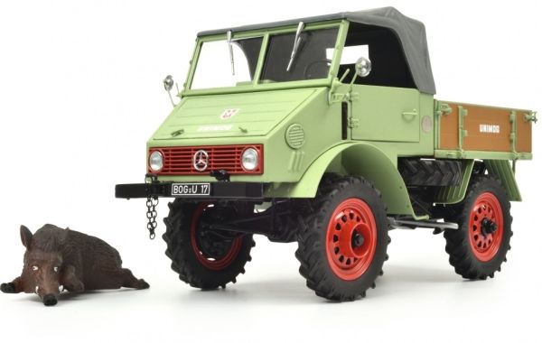 SCH147 - MERCEDES BENZ UNIMOG U401 laadbak met 1 beer - 1
