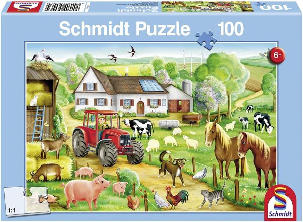 SCM56003 - Puzzel - 100 Stukjes - Happy Farm - 36 cm x 24 cm - 1