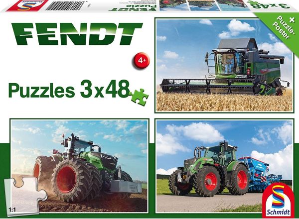 SCM56221 - 3 Puzzels van 48 stukjes Afmetingen : 26 x 17 cm - Tractoren en oogstmachine FENDT - 1