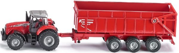 SIK1844 - MASSEY FERGUSON met 3 assen Aanhangwagen Ech:1/87 - 1
