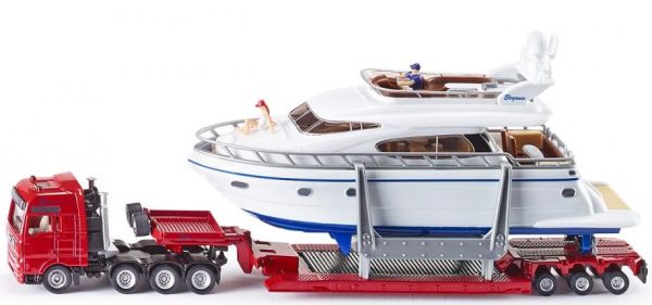 SIK1849 - MAN 8x4 vrachtwagen en 3-assige aanhangwagen met 1 jacht en personages - 1