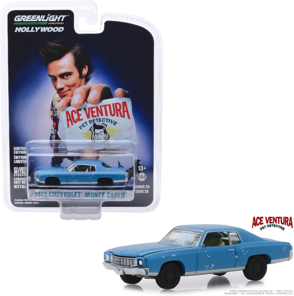 GREEN44850-F - CHEVROLET Monte carlo de 1972 - Ace Ventura pet detective 1994 - Hollywood serie 25 blauw - 1