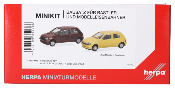 HER012171-002 - RENAULT Clio 16V rood en geel - 2 onderdelen om in elkaar te zetten - 1