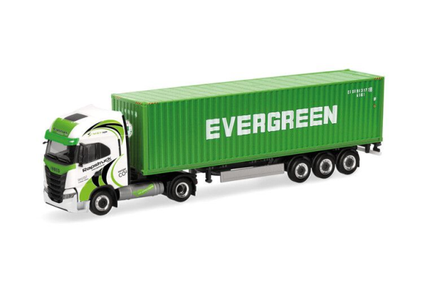 HER319942 - IVECO S-Way LNG 4x2 containeraanhangwagen 3 assen met 40 voet container EVERGREEN - 1