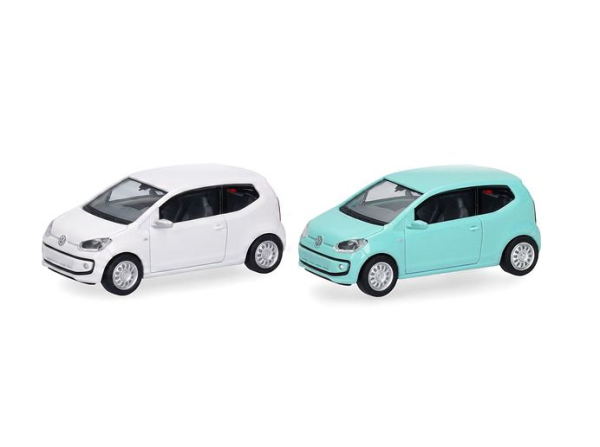 HER014373 - VOLKSWAGEN Up 3-deurs Typ AA groen en wit - 2 onderdelen om in elkaar te zetten - 1