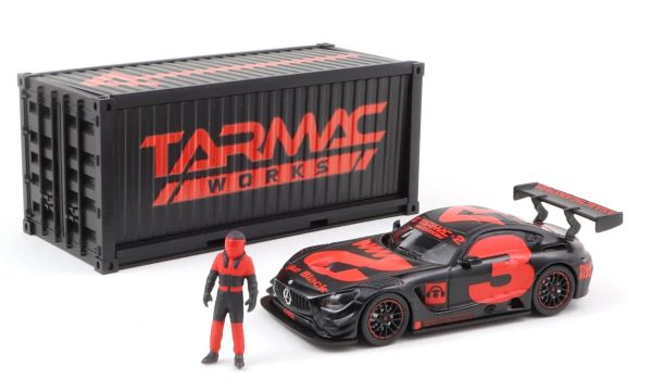 T64-008-4A3R - MERCEDES AMG GT3 #3 2018 met container en beeldje Rouge en zwart - 1