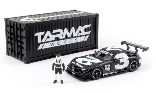 T64-008-4A3W - MERCEDES AMG GT3 #3 2018 met container en beeldje Noir en Blanc - 1