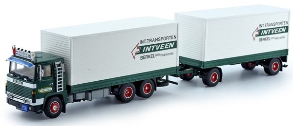 TEK72959 - SCANIA 141 bakwagen met bakwagen en INTVEEN transportaanhanger - 1
