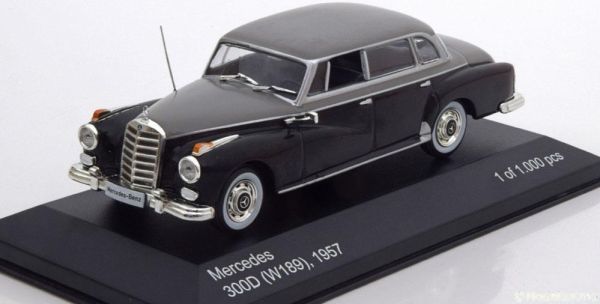 WBX186 - MERCEDES BENZ 300D (W189) 1957 zwart en grijs - 1