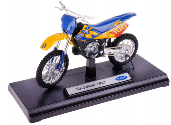 WELHU19660PW - Blauwe en gele HUSQVARNA CR125 crossmotor - 1