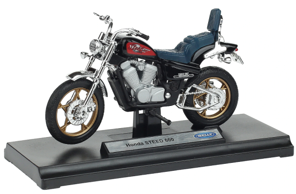 WELH19660PWH - Motorfiets HONDA Steed 600 zwart blauw zadel - 1