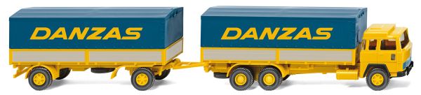 WIK047501 - MAGIRUS 235D 6x4 dekzeildrager met open laadbak 2-assige dekzeilaanhanger Danzas - 1