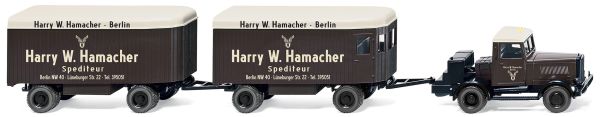 WIK085101 - HANOMAG ST100m 4x2 met twee HARRY W.HAMACHER aanhangers - 1