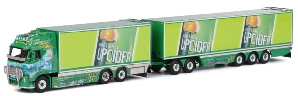 WSI01-1023 - VOLVO FH02 Globetrotter XL starre bakwagen 6x2 combitrailer en dolly RISTIMAA CIDER SHARK - 1