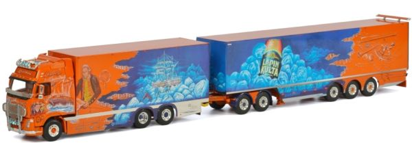 WSI01-1024 - VOLVO FH02 Globetrotter XL bakwagen met bakwagen 6x2 combitrailer en dolly RISTIMAA DISCOVERY - 1