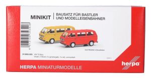 HER013093-005 - VOLKSWAGEN T3 Bus geel en rood - 2 delen om in elkaar te zetten