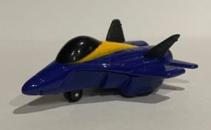 NEW01277G - Wrijving blauw en geel gevechtsvliegtuig
