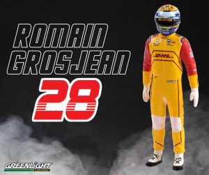 GREEN11308 - Beeldje INDYCAR geel "DHL" #28 Romain Grosjean Andretti Autosport NTT INDYCAR 2023