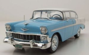 WBXWB124248 - 1956 CHEVROLET Bel Air 4-deurs Hardtop, Blauw en Wit