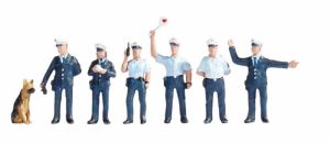 NOC15091 - 6 politieagenten in blauwe uniformen