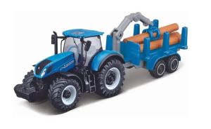 MST15590-B - NEW HOLLAND T7.185 HD met bosbouw-aanhangwagen (blisterverpakking)