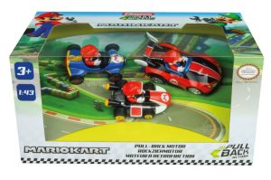 CARRERA15813016 - 3 Friction voertuigen met coureur MARIO KART