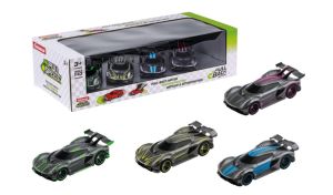 CARRERA15813029 - 4-pack Hypercar (wrijvingsaandrijving) - grijs - groen - geel - blauw - roze