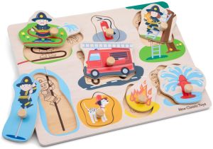 NCT10433 - 8 delige houten puzzel brandweermannen