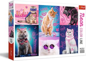 TRF10581 - Puzzel 1000 Stukjes Katten met kleur neon Roze