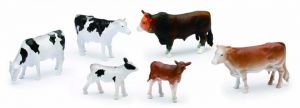 NEW05593E - Set van 3 staande koeien, 2 kalveren en 1 stier