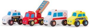 NCT11930 - Set van 4 houten voertuigen