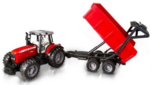 BRU2045 - MASSEY FERGUSON 7480 met aanhanger Schaal: 1/16