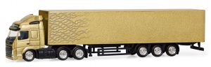 MOT300042 - VOLVO FM 6x4 met bakwagen 3 assen goud Schaal 1/87