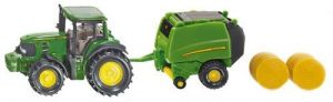 SIK1665 - Trekker JOHN DEERE 7530 met JOHN DEERE 990 balenpers en 2 balen