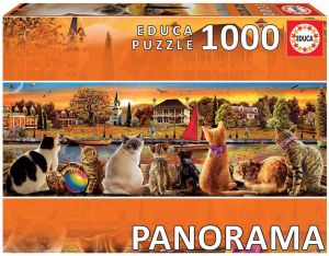 EDU18001 - Panoramische puzzel van 1000 stukjes Katten op de kade