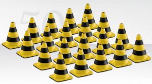 CON99823/01 - Set van 20 zwarte en gele bakenkegels