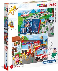CLE21602 - Puzzel 2x60 stukjes noodvoertuigen