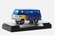 M2M-31600-GS14 - 1965 Ford Econoline Van, blauwe Gasser met vlammen, nog in blisterverpakking