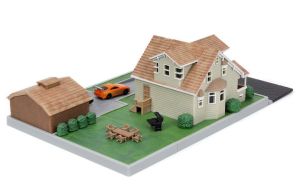 JAD33668 - Diorama Huis van DOM met DODGE CHARGER en TOYOTA SUPRA FAST AND FURIOUS