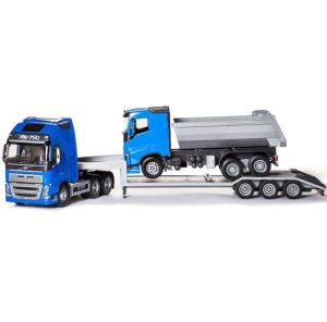 EMEK33714 - VOLVO FH16 6x4 blauw met 3-assige drager en 6x4 dumptruck