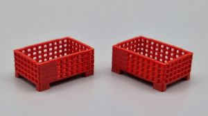 MSM5471/06 - 2 halfhoge palletboxen van draadgaas, rood - L.24 x B.16 x H.10,3 mm