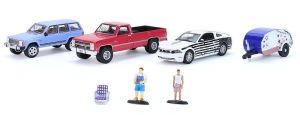GREEN58058 - Barbecue-diorama met 3 auto's, aanhanger en accessoires