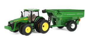 ERT85055 - JOHN DEERE 8R 340 met groene J&M graanaanhanger